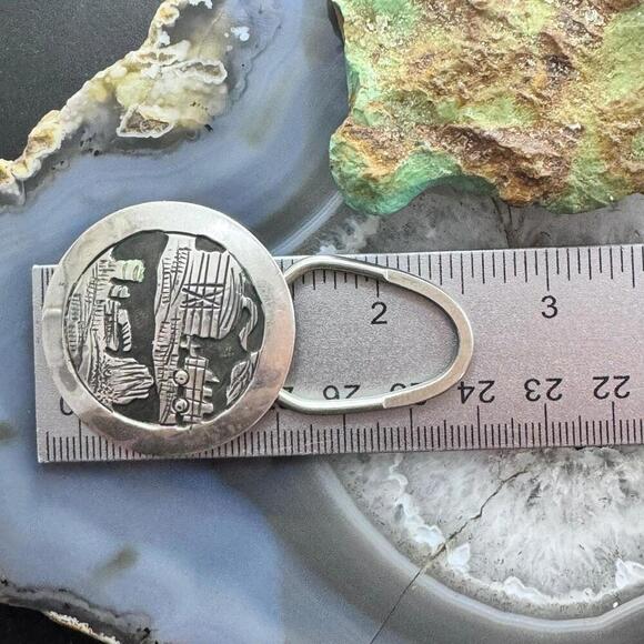 Vintage Tillie Jon Native American Sterling Silver Overlay Rez Life Keyring - Picture 10 of 10